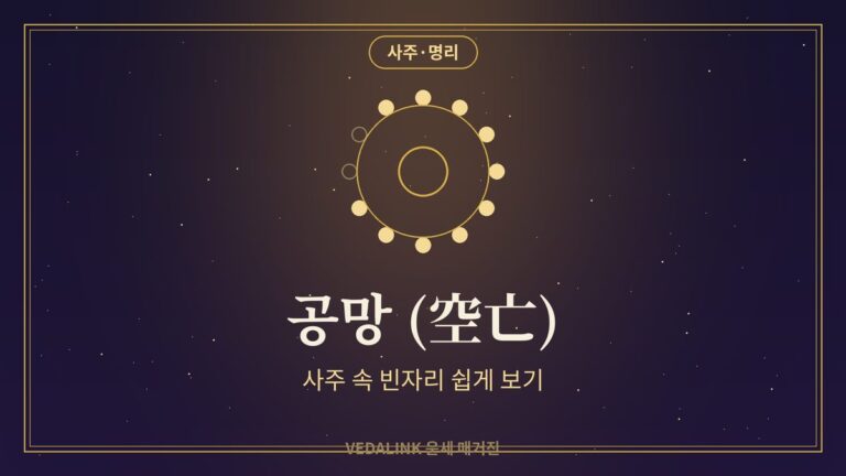 십이지 지지 링의 빈자리로 표현한 사주 공망 이미지
