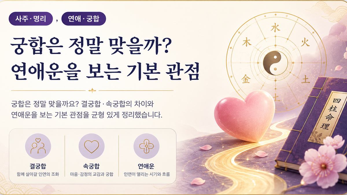 음양오행과 하트로 표현한 궁합·연애운 대표 이미지